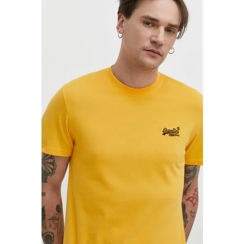 Superdry Pamučna majica za muškarce, boja: žuta, bez uzorka