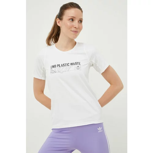 Adidas Kratka majica za tek Run For The Ocean bela barva