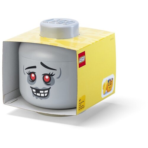 Lego Siva plastična otro&amp;scaron;ka &amp;scaron;katla za shranjevanje &amp;oslash; 24x27 cm Head Zombie L &amp;ndash; Slike