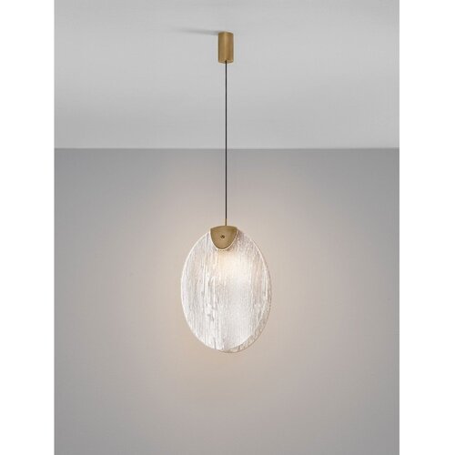 Nova Luce Medeninasta jeklena LED viseča svetilka s steklenim senčilom Shelina &amp;ndash; Slike