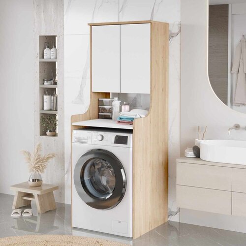 Hanah home ormarić za veš mašinu Val2-Sw, 64,8 cm, prirodno drvo / beli Cene
