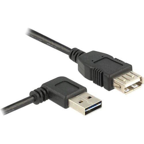 Delock USB 2.0 priključni kabel \, ploski \, kotni [1x USB 2.0 vtič A - 1x USB 2.0 vtičnica A] 1 m črn obojestransko uporaben, (20416386) Cene