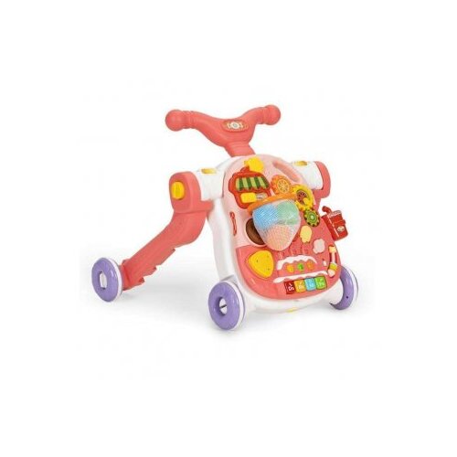 Huanger Edukativna guralica 4u1 + tricikl, romobil i interaktivni stol, roza Cene