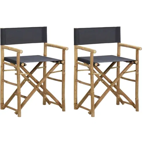  Sklopive redateljske stolice tamnosive 2 kom bambus i tkanina