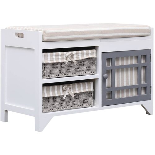 Klupa za hodnik bijela 70 x 33,5 x 45 cm od drva paulovnije Slike