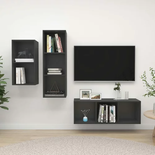vidaXL Komplet TV omaric 3-delni siva iverna plošča, (20730604)