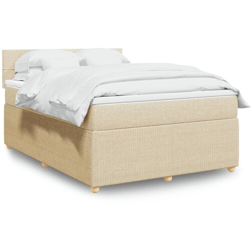 vidaXL Krevet s oprugama i madracem krem 160x200 cm od tkanine Cijene