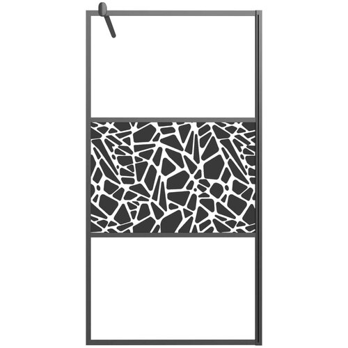 VidaXL Pregrada za tu&amp;scaron; 115 x 195 cm staklo ESG s uzorkom kamena crna Slike