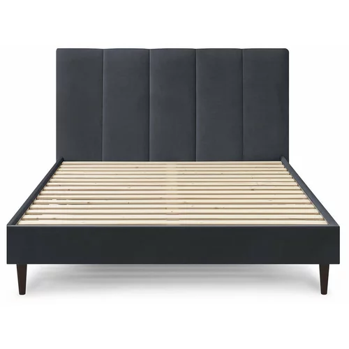 Bobochic Paris Bračni krevet od tamnosivog baršuna Vivara Dark, 160 x 200 cm