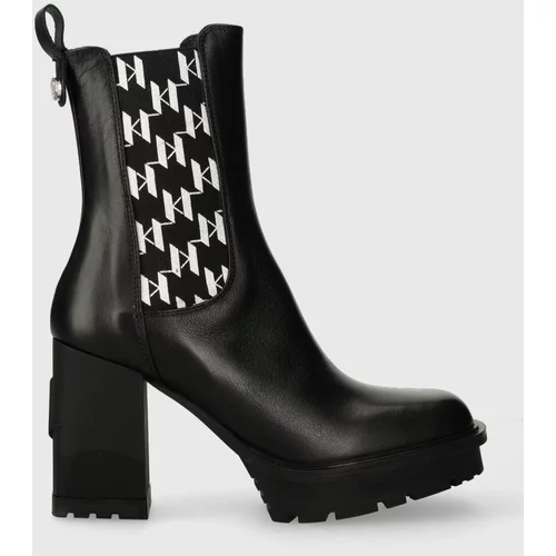 Karl Lagerfeld Kožne gležnjače VOYAGE VI za žene, boja: crna, s debelom potpeticom, KL30158
