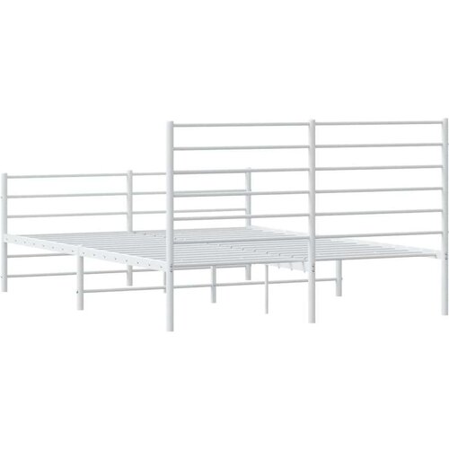 vidaXL Kovinski posteljni okvir z vzglavjem in vznožjem bel 120x200 cm Cene