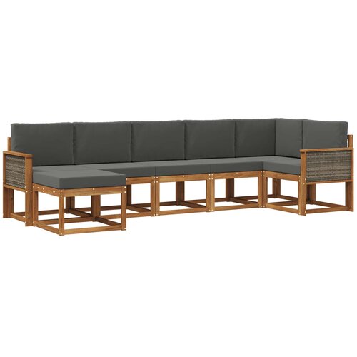 vidaXL Zunanja garnitura za sedenje 7 pcs Naravna in antracitna, (5000280509) Cene
