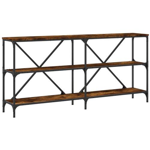 Maison Chic konzolna miza - miza ob steni dimljen hrast 160x30x75 cm inž. les in železo, (21786165) Cene