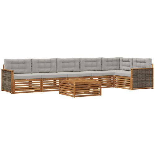 vidaXL Zunanja garnitura za sedenje 7 pcs Naravna in svetlo siva, (5000282049) Cene