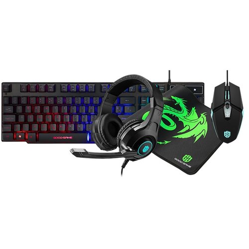 Crna Gaming set GOOD GAME slušalice tastatura miš i podloga GG-X36 GAMING Cijene