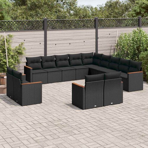  13-dijelni set vrtnih sofa s jastucima poliratan crni Cijene