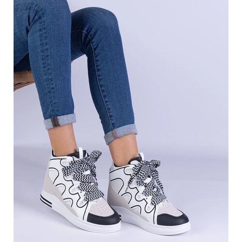 D/CEO marka niezdefiniowana Black and white women's sneakers with thick laces Gralina Cene