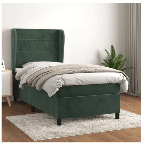  Box spring postelja z vzmetnico temno zelena 80x200 cm žamet