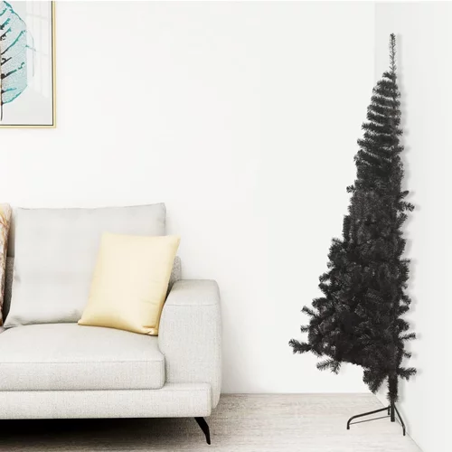 vidaXL umjetna polovica božićnog drvca sa stalkom crna 210 cm PVC