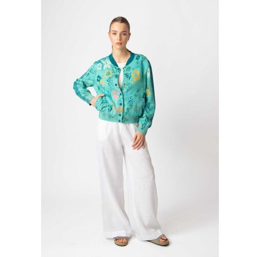 IVKO WOMAN žakardna bomber jakna/ cvetni motiv - aqua rezeda 251511.086 Slike