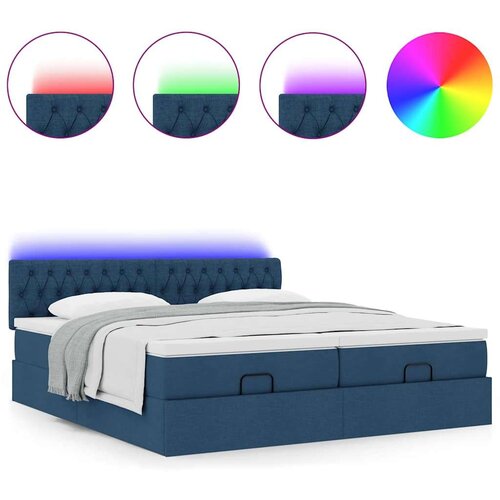 VidaXL otomanski okvir kreveta s madracima plavi 180x200cm od tkanine Slike