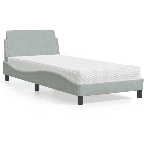 VidaXL Postelja z vzmetnico svetlo siva 80x200 cm žamet Slike
