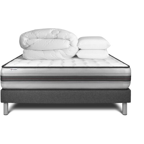 VITALIT Celoten paket za posteljo - Vzmetnica 140x190 cm + Vzmetni okvir z letvami (v kompletu) + 2 vzglavnika + Prevleka - Vitalpower Recover, (21613785) Slike