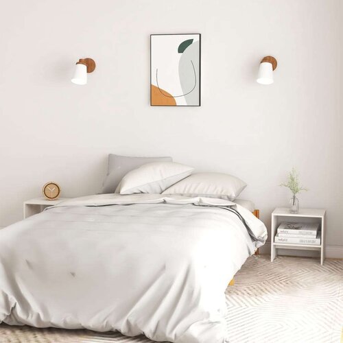 VidaXL noćni ormarić bijeli 40 x 30,5 x 40 cm od masivne borovine Slike