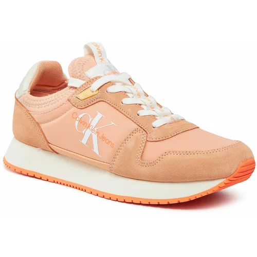 Calvin Klein Jeans Superge Runner Sock Laceup Ny-Lth Wn YW0YW00840 Apricot Ice/Bright White 0JL