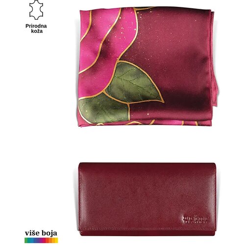 PRINC LEATHER Ženski poklon set e&scaron;arpa i novčanik, Bordo Cene
