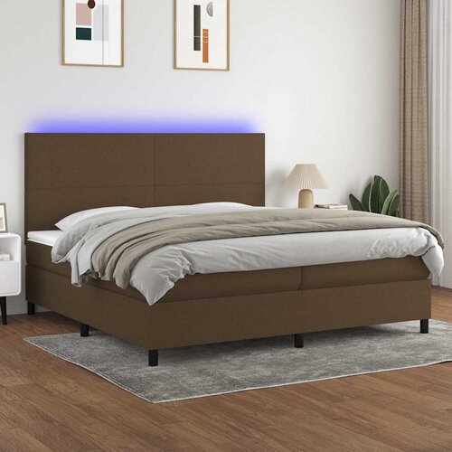  box spring s madracem LED tamnosmeđi 200x200 cm tkanina Cene
