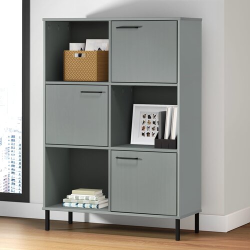 vidaXL Regal za knjige sivi 90 x 35 x 128,5 cm od masivnog drva OSLO Cijene
