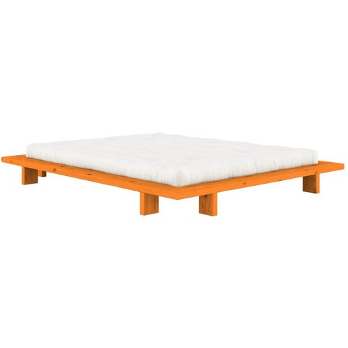 Karup Design Narančasti bračni krevet od masivnog bora bez uzglavlja s podnicom 140x200 cm Japan &amp;ndash; Slike
