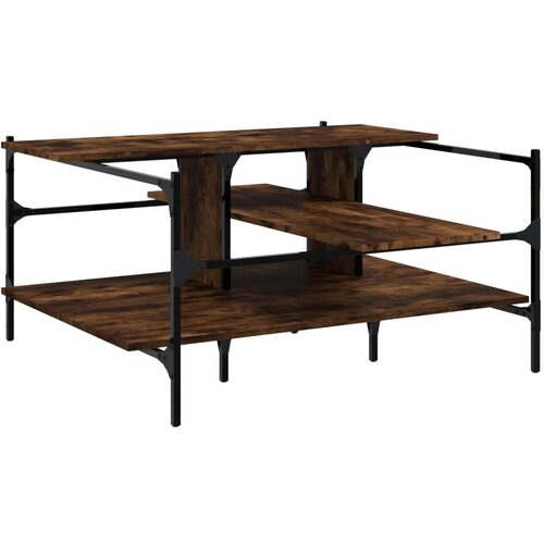 Maison Chic Klubska mizica - kavna mizica - Nizka mizica dimljeni hrast 100x100x48,5 cm inženirski les, (21754851) Cene