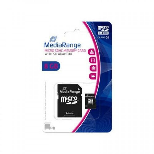 Mediarange 8GB Micro SDHC class 10 + adapter MR957 ( MCMR957/Z ) Slike