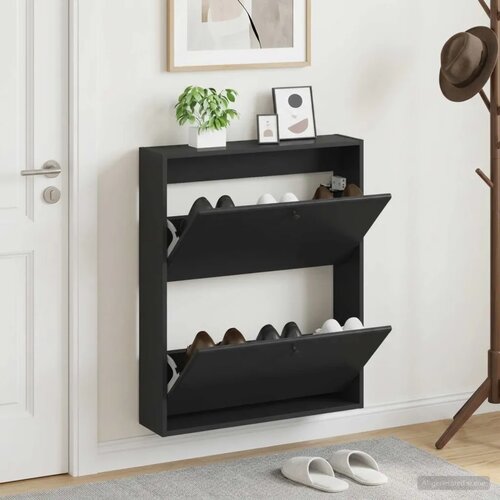  Ormar za cipele na zidu BREDA 71 x 17 x 86 cm Konstruirano drvo - Crna Cijene