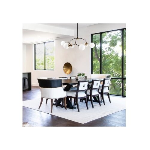 Opviq Vislica KROMOZOM 1021 crno/ bijela, metal/ staklo, 90 x 90 cm, visina 69 cm, promjer kugli 15 cm, 6 x E27 40 W, Kromozom - 1021 Slike