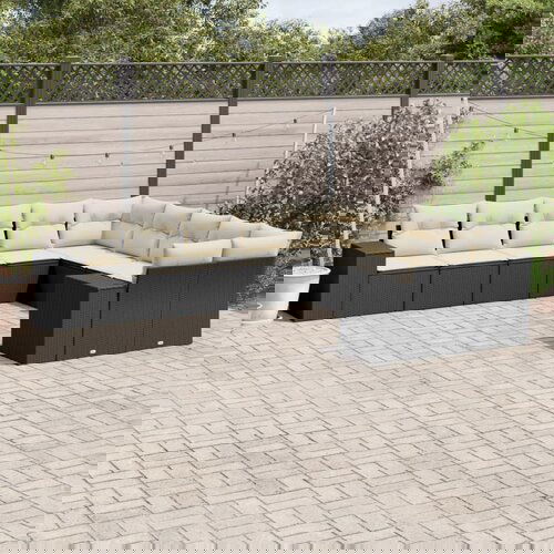 vidaXL 10-dijelni set vrtnih sofa s jastucima crni od poliratana Cijene