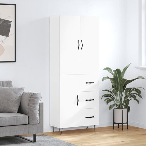 vidaXL Visoka omara bela 69,5x34x180 cm inženirski les Cene