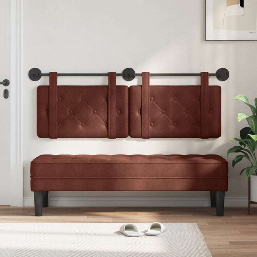  Držeće uzglavlje Zidne Sjajno smeđa 150 x 55 x 5 cm Antikni PU - Sjajna smeđa 140 cm bez LED Slike