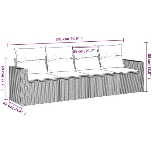 vidaXL 4-dijelni set vrtnih sofa od poliratana s jastucima crni Cene