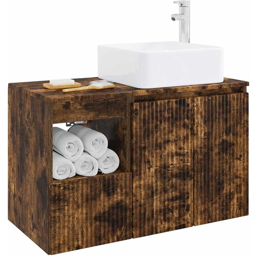  Set namje&amp;scaron;taja za kupaonicu 2 kom. Dimljeni hrast Smeđa 53 x 35 x 80 cm Slike