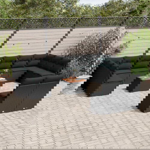 VidaXL 13-dijelni set vrtnih sofa s jastucima poliratan crni Slike