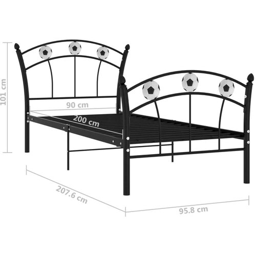 VidaXL okvir za krevet s nogometnim uzorkom crni metalni 90 x 200 cm Slike