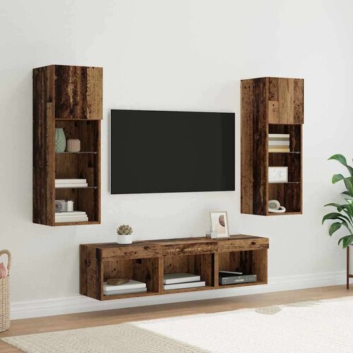 vidaXL TV stenske enote 5 pcs Črna Orehovina 60 x 30 x 30 cm Cene