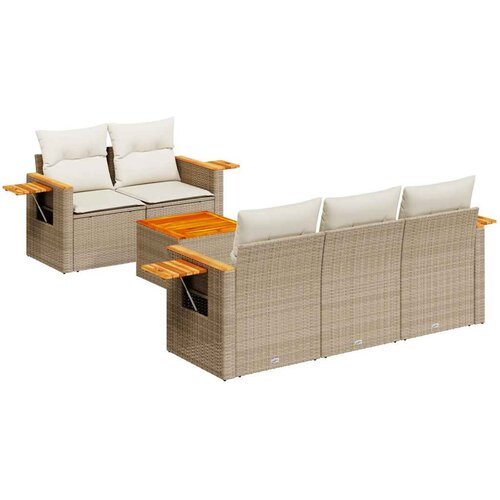  6-dijelni set vrtnih sofa s jastucima bež od poliratana 85 x 62 x 69 cm Slike