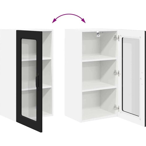 VidaXL zidni kuhinjski ormarić s policom 2 pcs crna 40 x 31 x 80 cm Slike