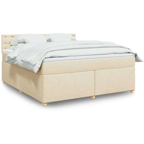 vidaXL Box spring postelja z vzmetnico krem 180x200 cm blago, (21305329) Cene
