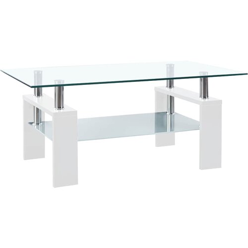  Stolić za kavu bijeli i prozirni 95x55x40 cm od kaljenog stakla Slike