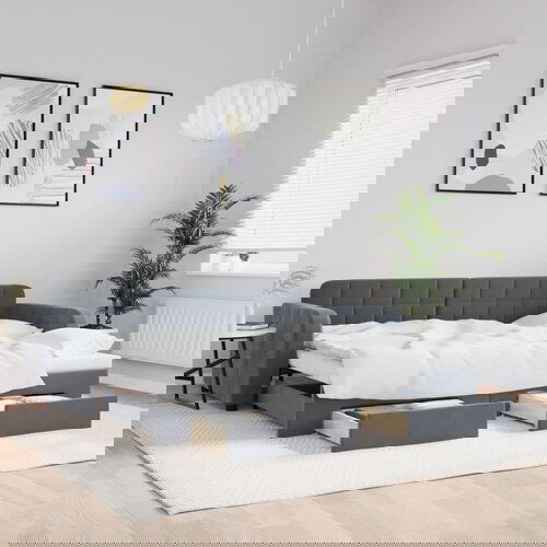 vidaXL Izvlečna dnevna postelja s predali temno siva 90x190 cm žamet Cene